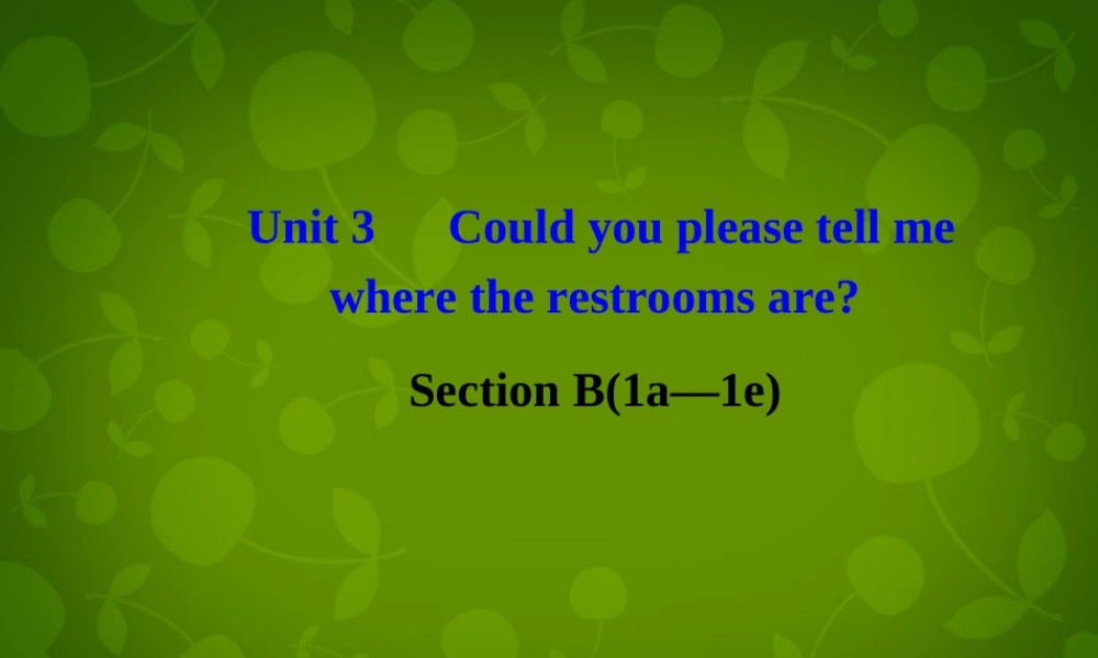 九年级英语全册 Unit 3 Could you please tell me where the restrooms are Section B 1课件 (新版)人教新目标版 课件