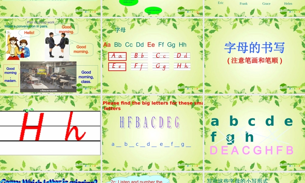 七年级英语上册 tarter Unit1 Good morning课件 人教新目标版 课件