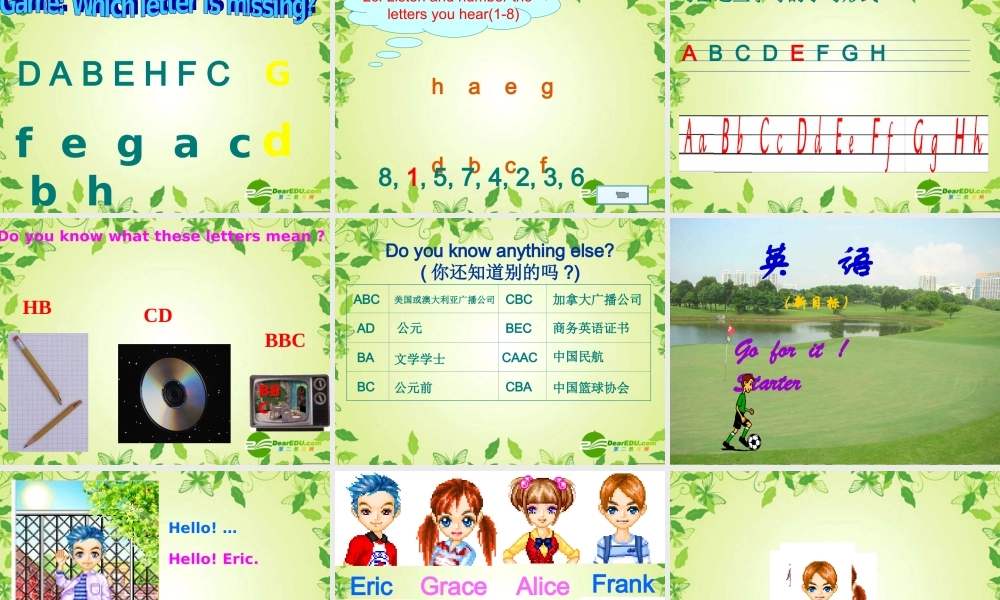 七年级英语上册 tarter Unit1 Good morning课件 人教新目标版 课件