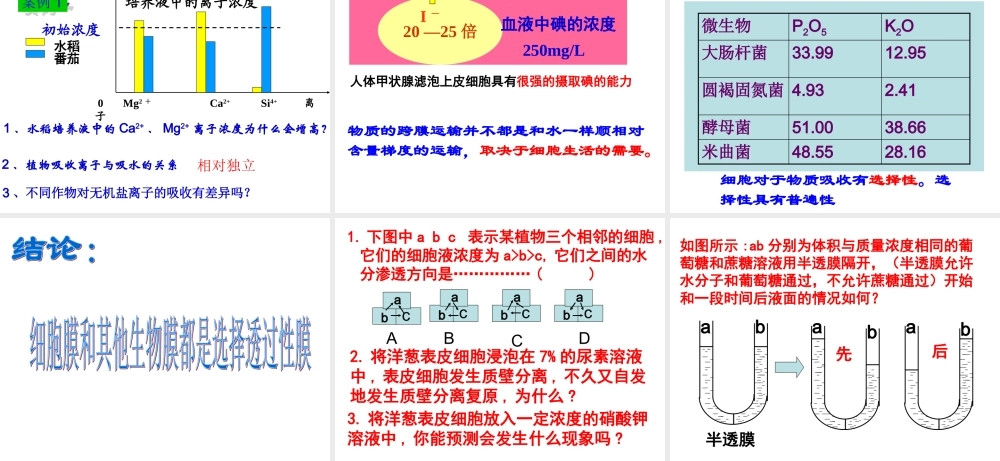 物质跨膜运输的实例