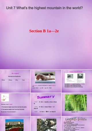 八年级英语下册 Unit 7 What s the highest mountain in the world Period 3课件 (新版)人教新目标版 课件