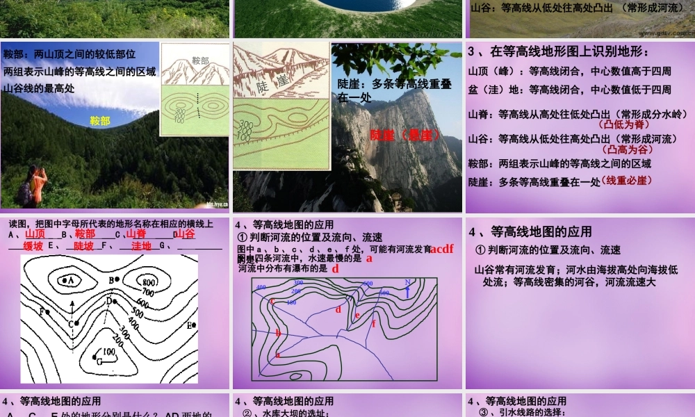 中学七年级地理上册(1.3 地图的阅读)等高线地形图课件2 新人教版 课件