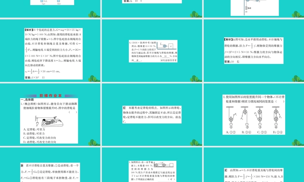 八年级物理全册 第十章 第二节 滑轮及其应用习题课件 (新版)沪科版 课件