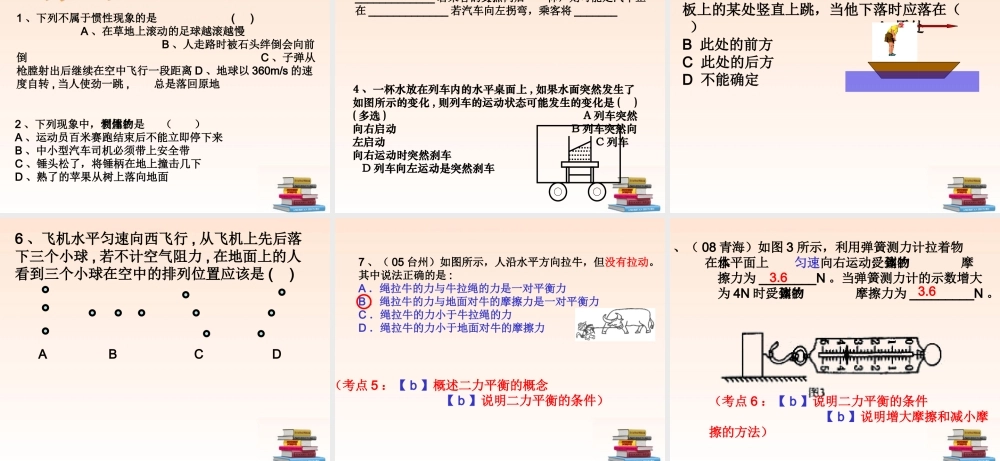 八年级物理下册 力与运动复习课件 沪科版 课件