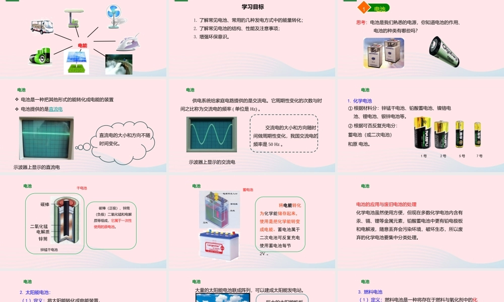 九年级物理全册 181 电能的产生课件 (新版)沪科版 课件