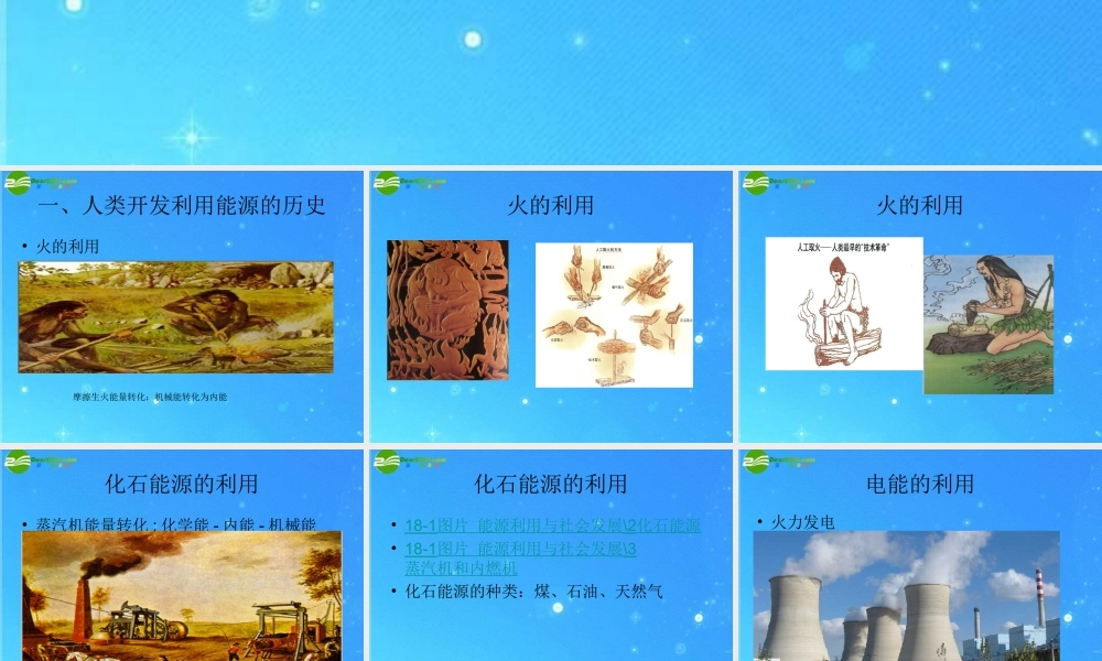 九年级物理下册 18、1能源利用与社会发展课件 苏科版 课件