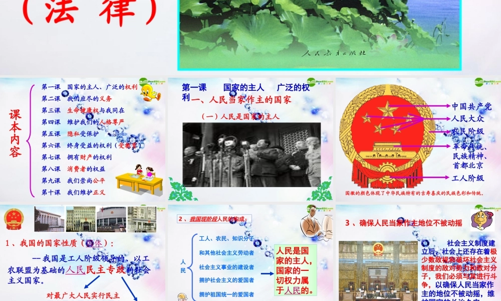 八年级政治下册 第一课(国家的主人广泛的权利)第一框课件 人教新课标版 课件