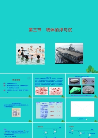 八年级物理全册 第九章 第三节 物体的浮与沉课件 八年级物理全册 第九章 第三节 物体的浮与沉课件+素材 (新版)沪科版 八年级物理全册 第九章 第三节 物体的浮与沉课件+素材 (新版)沪科版