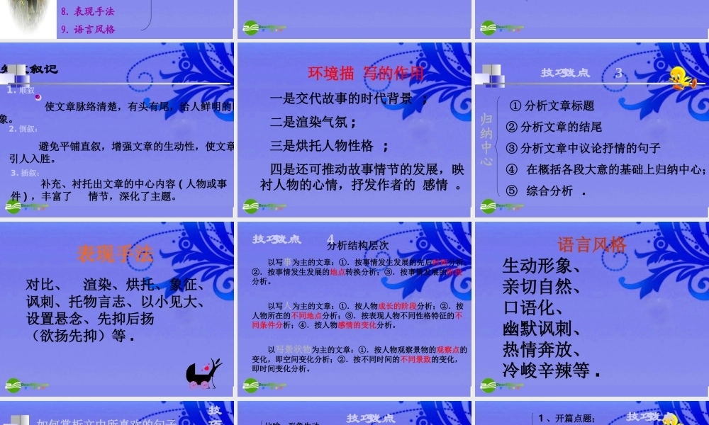 九年级语文上册 (记叙文阅读专题)教学课件 人教新课标版 课件