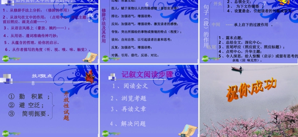 九年级语文上册 (记叙文阅读专题)教学课件 人教新课标版 课件