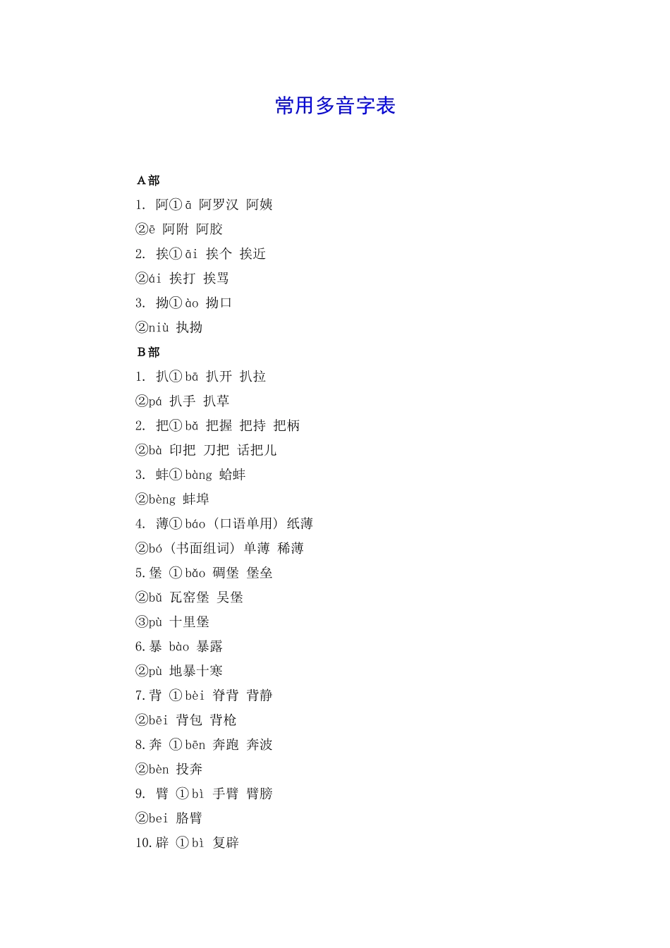 常用多音字表_第1页