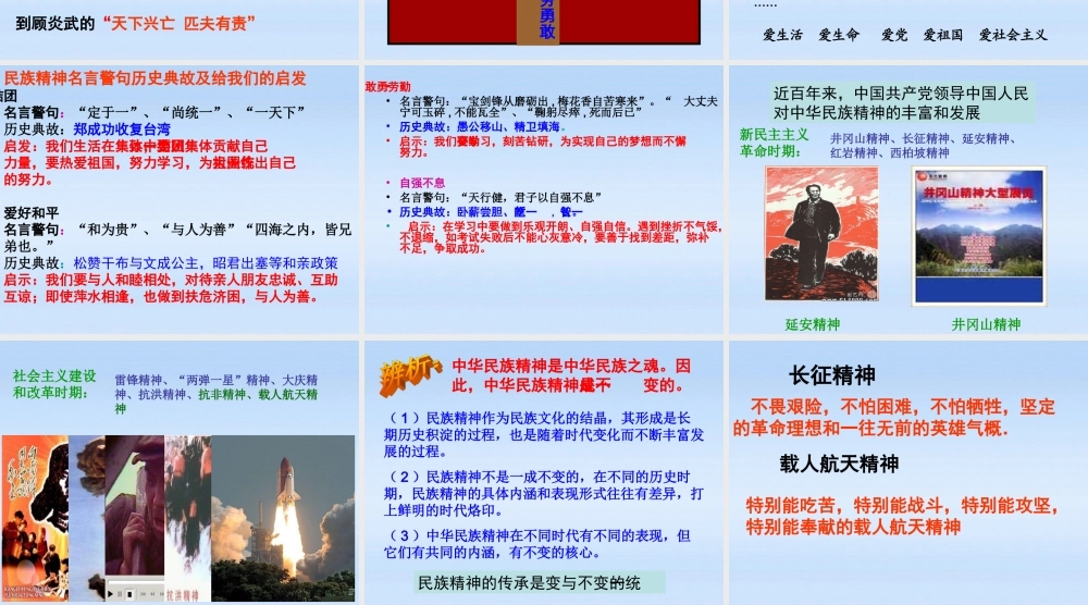 九年级政治 52弘扬和培育中华民族精神课件 人教新课标版 课件