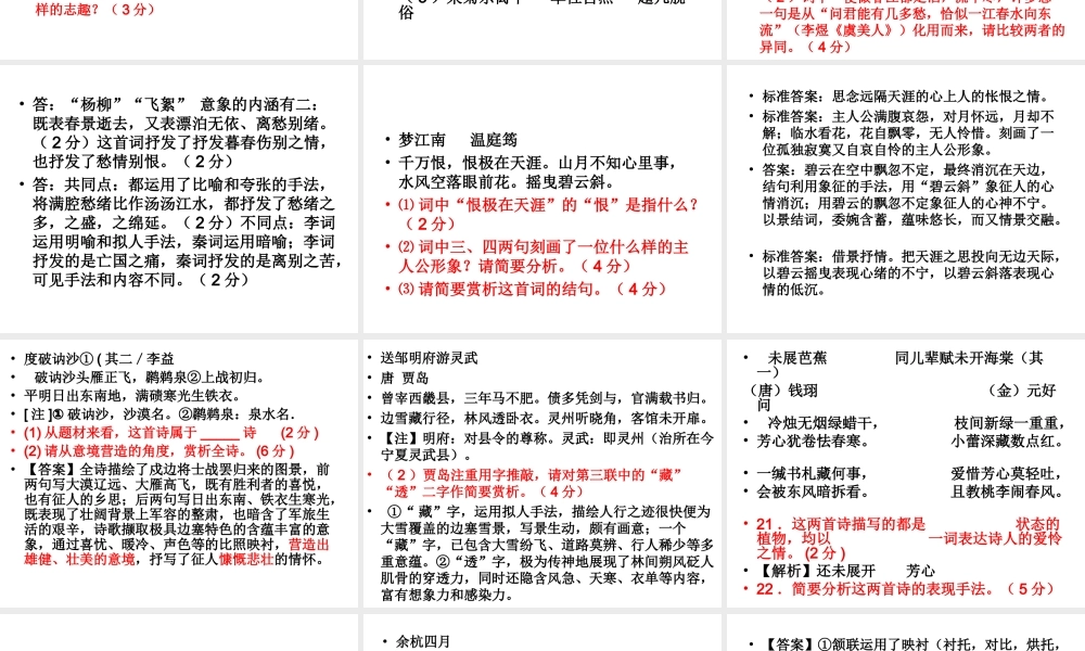 2012高考古诗鉴赏题