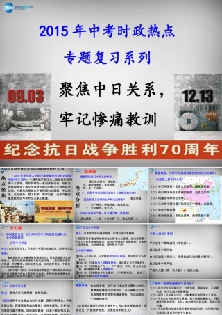 中考政治时政热点专题复习 聚焦中日关系，牢记惨痛教训课件