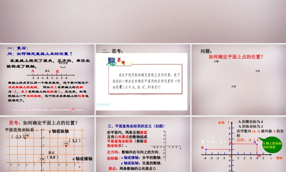 广东省惠东县铁涌中学七年级数学下册 7.1.2 平面直角坐标系课件 (新版)新人教版