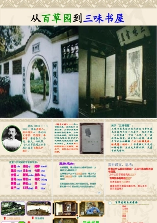 [名校联盟]江苏省泰兴市西城中学苏教版七年级下册语文《百草园》课件