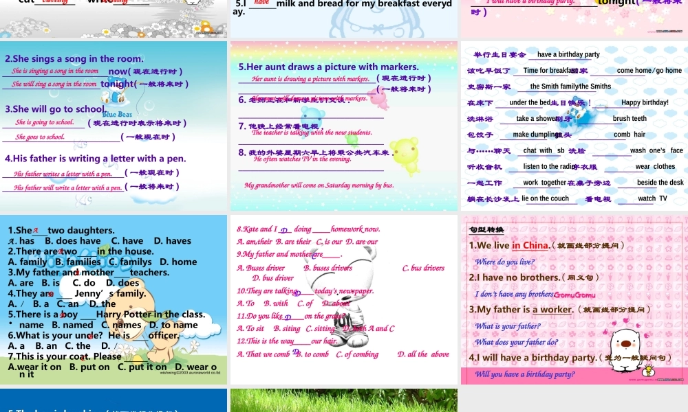 七年级英语语法_现在进行时专项训练课件