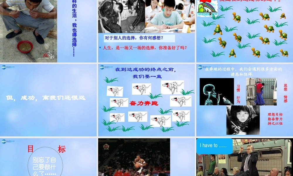 中学主题班会(成功无捷径—调整目标 把握成功)课件