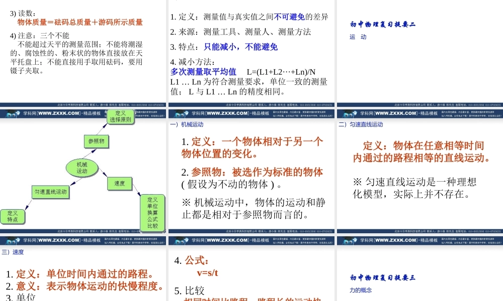 初中物理复习提要125页课件