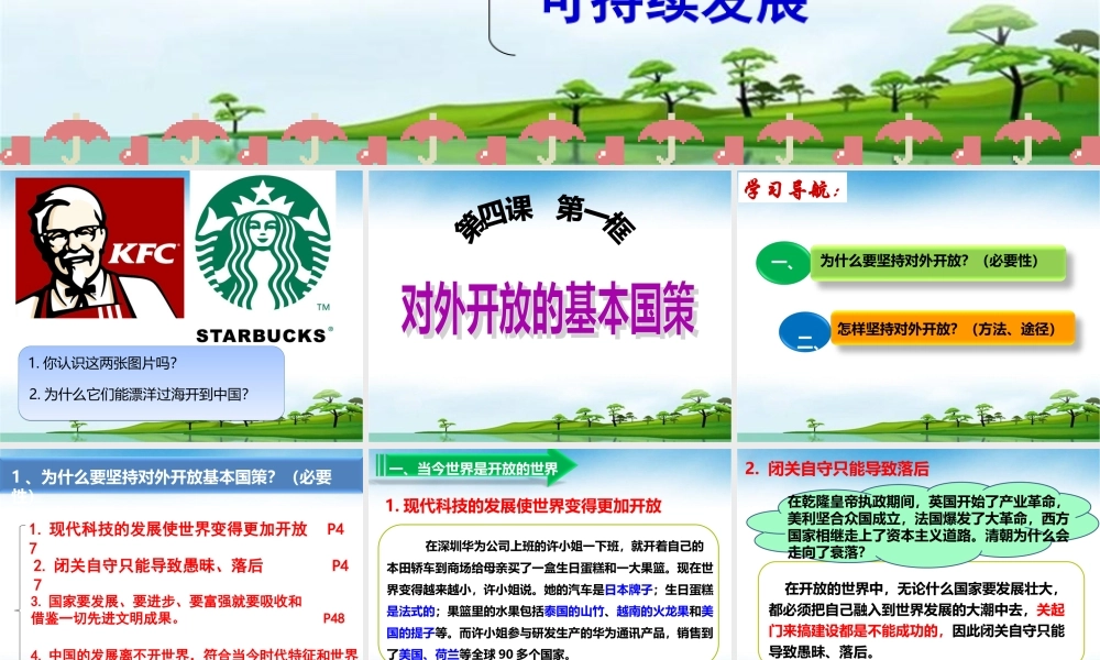 第四课第一框对外开放的基本国策(陈)