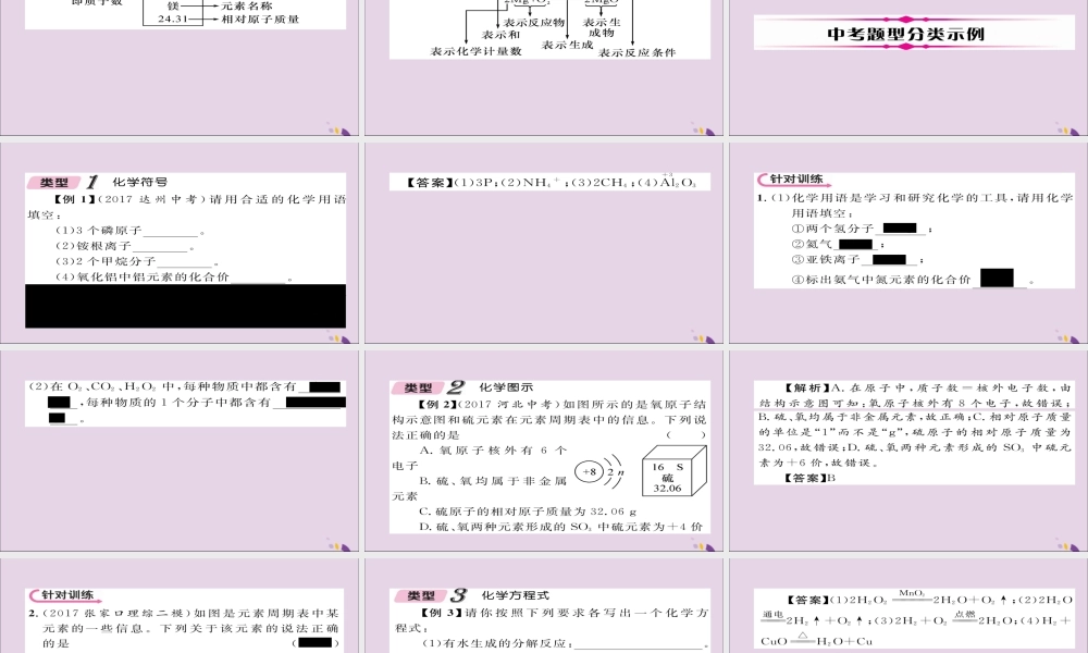 中考化学复习 第二编 重点题型突破篇 专题1 化学用语(精讲)课件