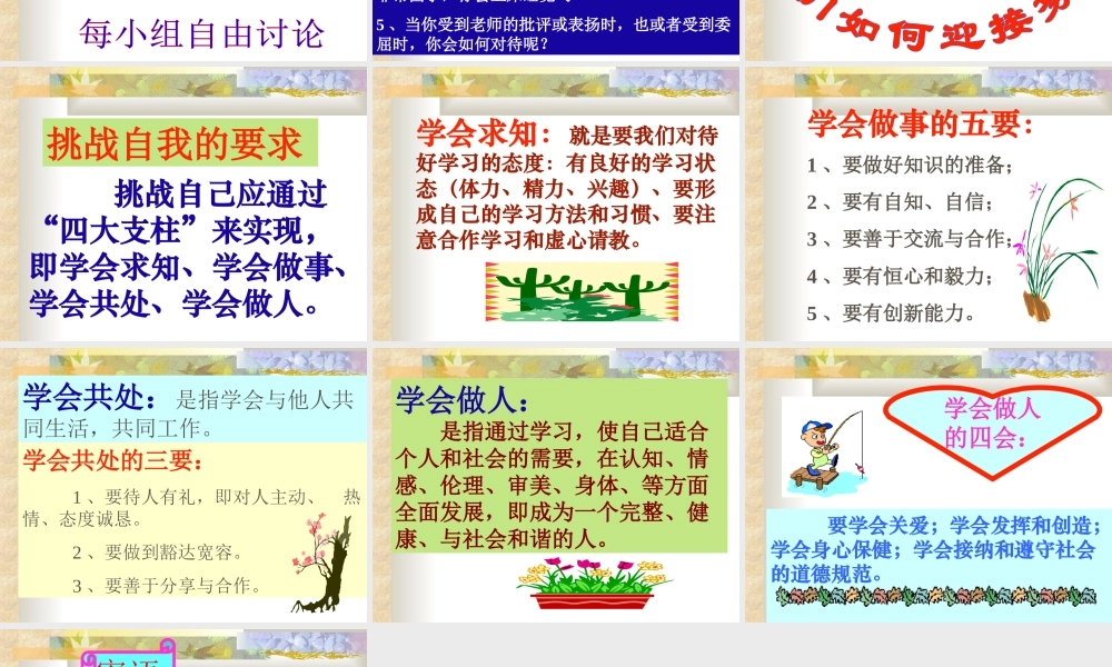 初中班会挑战自我