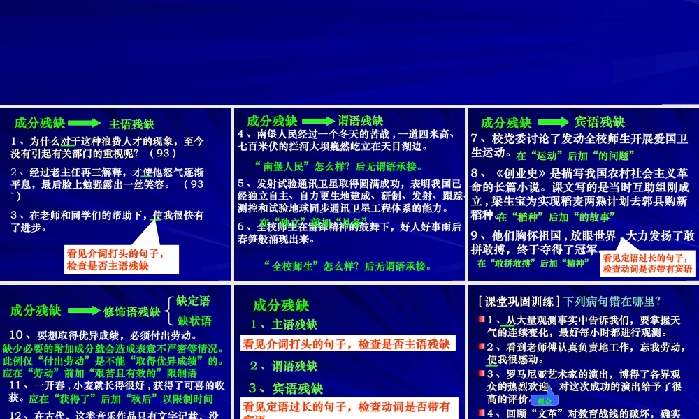 成分残缺 赘余及表意不明 新课标 人教版 课件