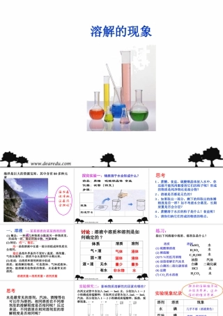 广东版初三化学溶解的现象 课件