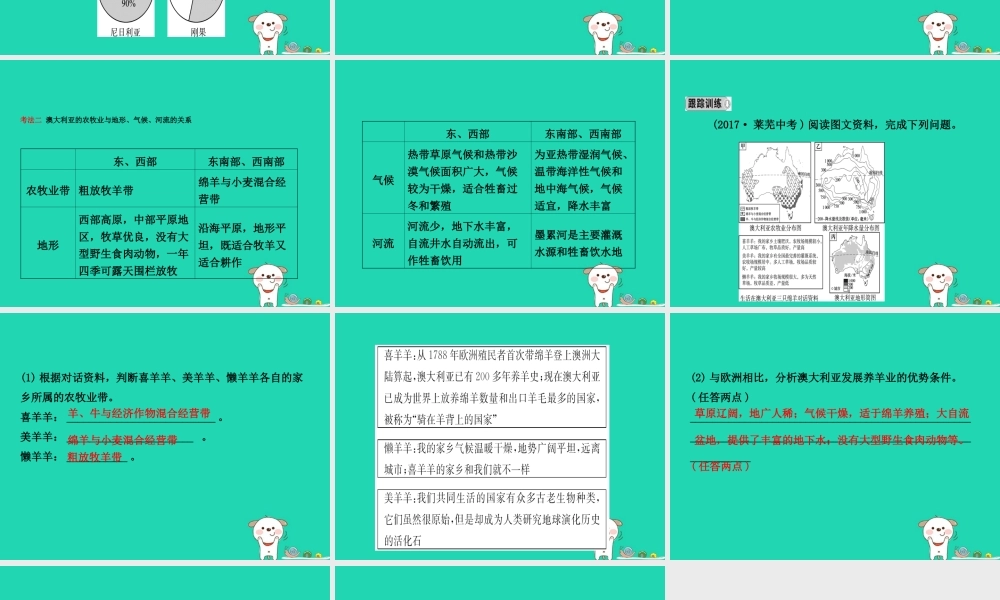 中考地理 六下 第八章 东半球其他的国家和地区(第2课时)复习课件