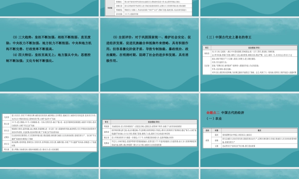 中考历史复习 专题一 中国古代的政治与经济课件