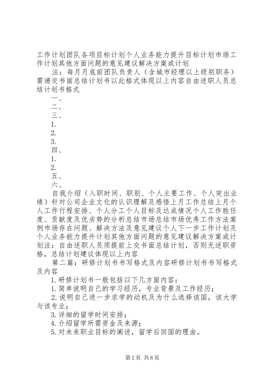 总结计划书格式内容_第2页