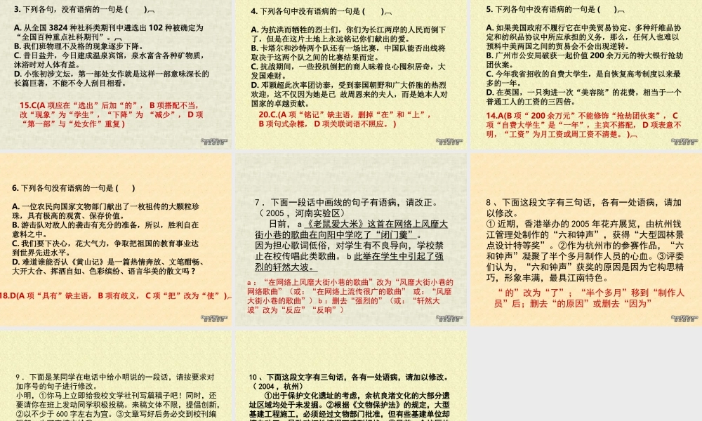 修改语病 中考语文必胜宝典课件集