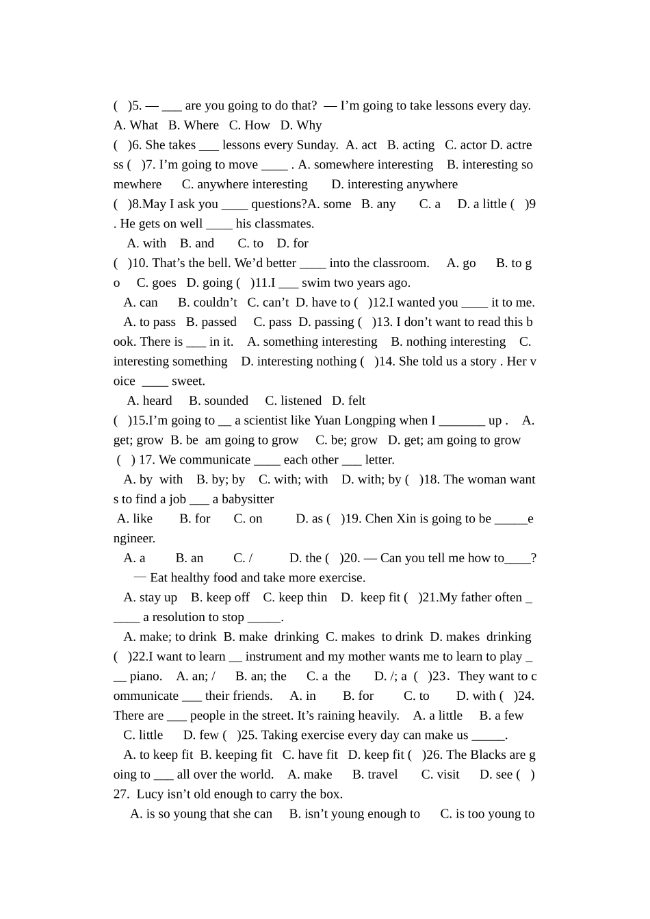 2014-2015八年上英语11月份月考试题_第2页