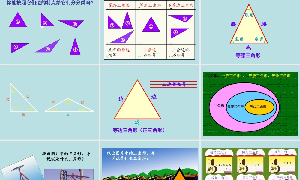 小学数学2011版本小学四年级三角的分类