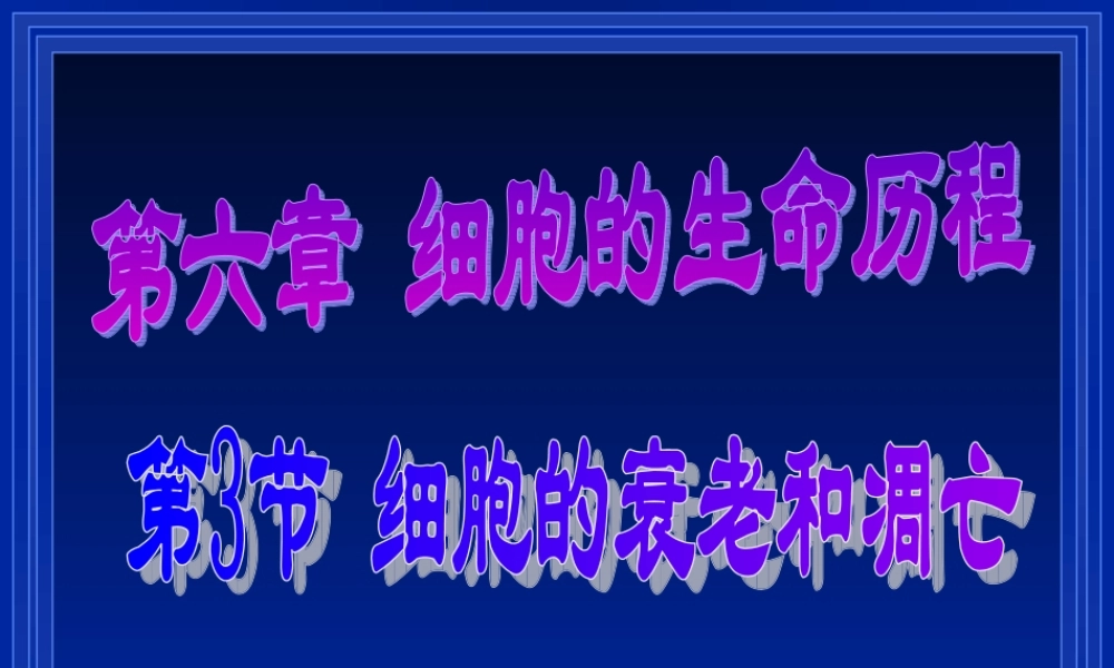 细胞的衰老和凋亡