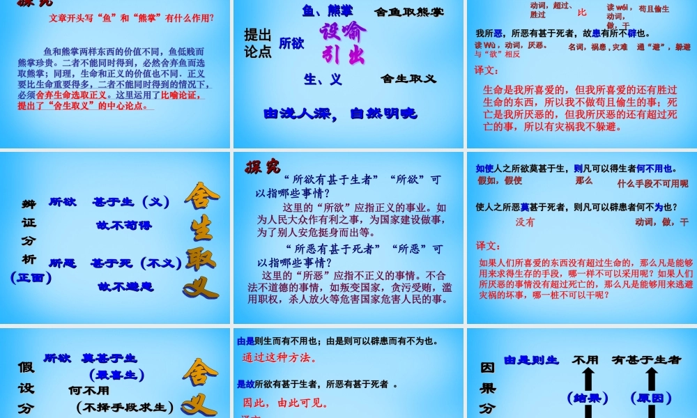九年级语文下册 第19课(鱼我所欲也)课件 新人教版 课件