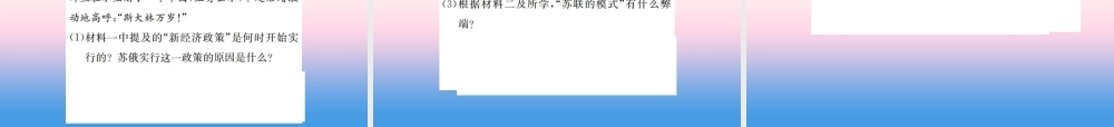 九年级历史下册 第3单元 第一次世界大战和战后初期的世界 第11课 苏联的社会主义建设作业课件 新人教版 课件