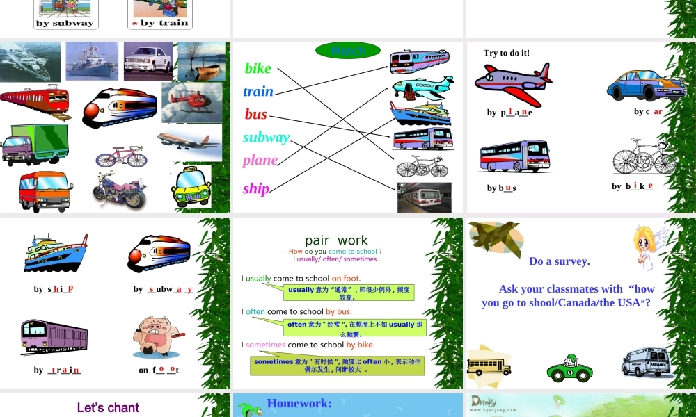 人教版六上Unit2-Ways-to-go-to-school--A-lets-learn