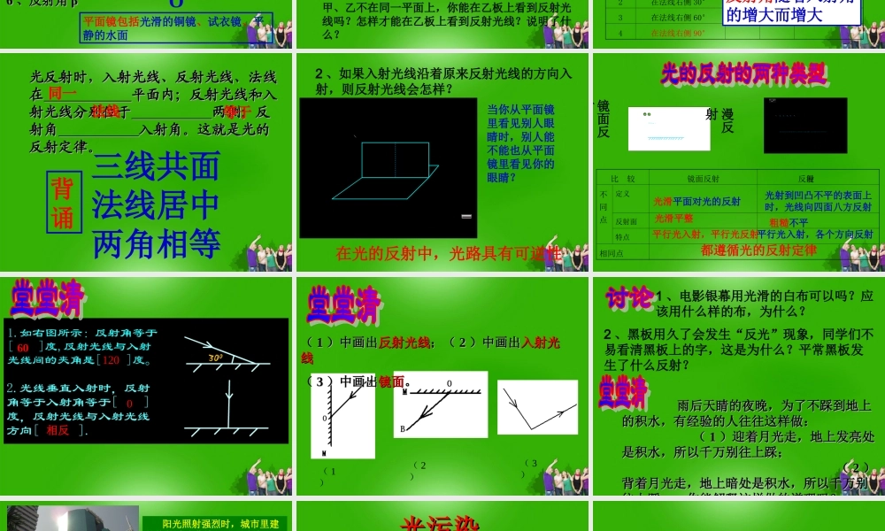 七年级科学下册 1.5光的反射和折射第一课时课件 浙教版 课件