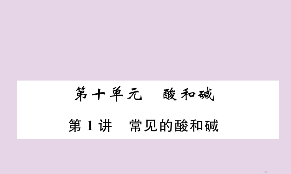 中考化学总复习 第1编 教材知识梳理 第10单元 酸和碱 第1讲 常见的酸和碱(精讲)课件