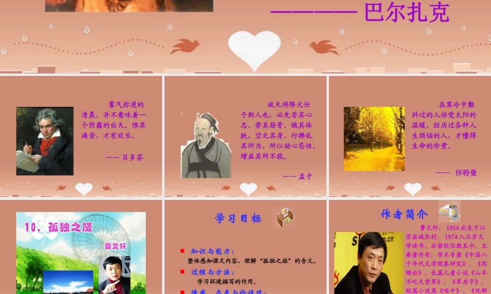 九年级语文上册 第10课(孤独之旅)课件 新人教版 课件