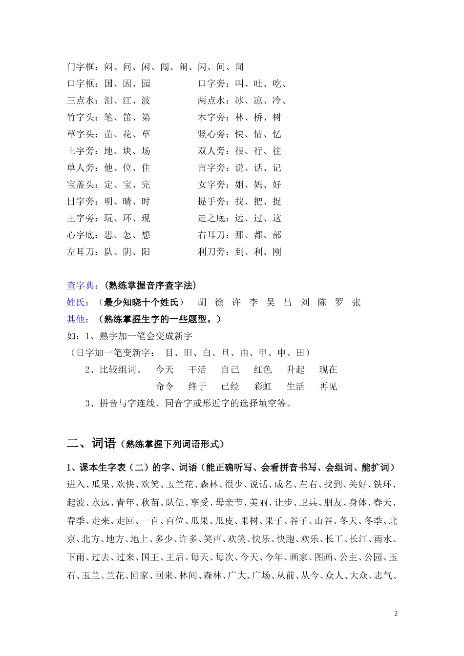 一年级下册语文归类复习要点一改好_第2页