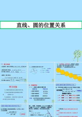山西省忻州市高考数学 专题 直线与圆的位置关系复习课件