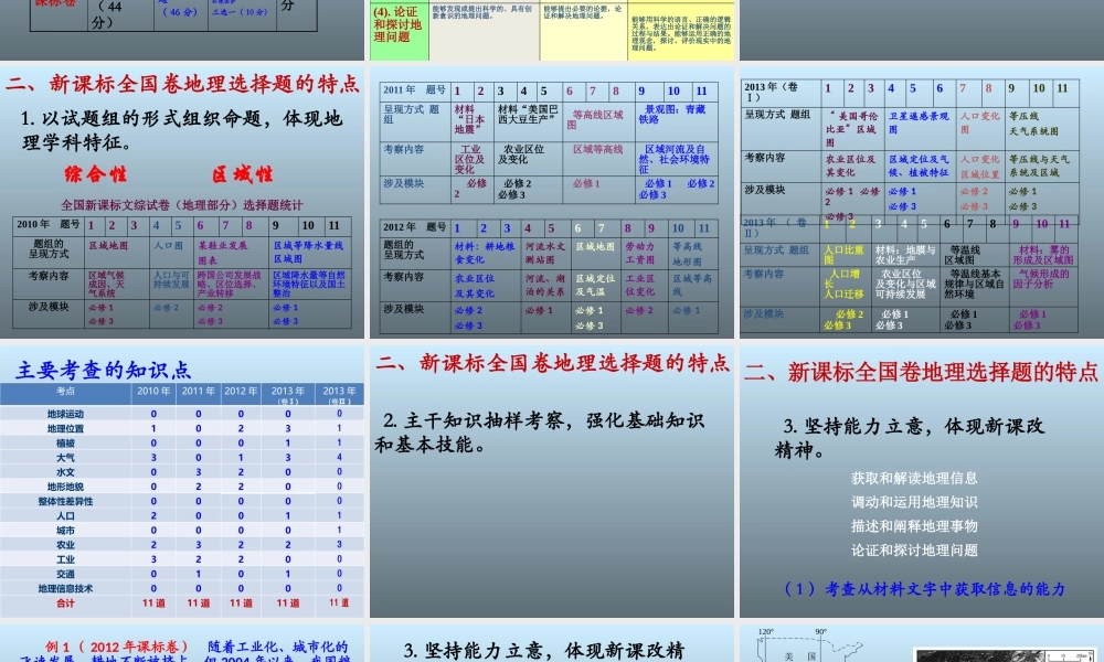 全国高考地理选择题分析