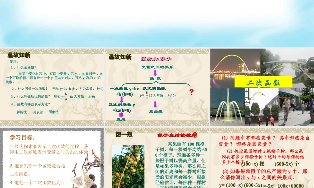 二次函数所描述的关系.1二次函数所描述的关系