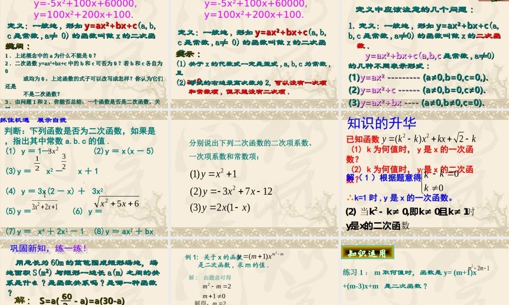 二次函数所描述的关系.1二次函数所描述的关系