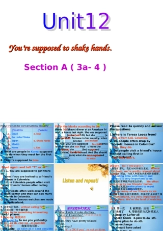 九年级英语 Unit12 You're supposed to shake handsSecion A 3a-4课件 人教新目标版 课件