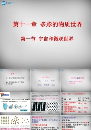 九年级物理全册 111 宇宙和微观世界课件 新人教版 课件