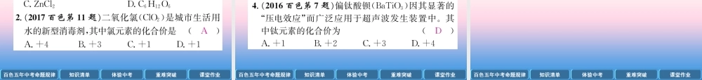 中考化学复习 第1编 教材知识梳理篇 第4单元 自然界的水 第2讲 化学式和化合价(精讲)课件