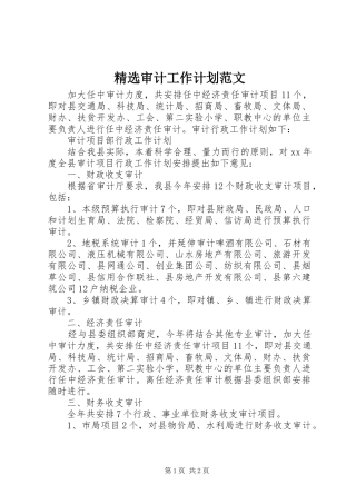 精选审计工作计划范文